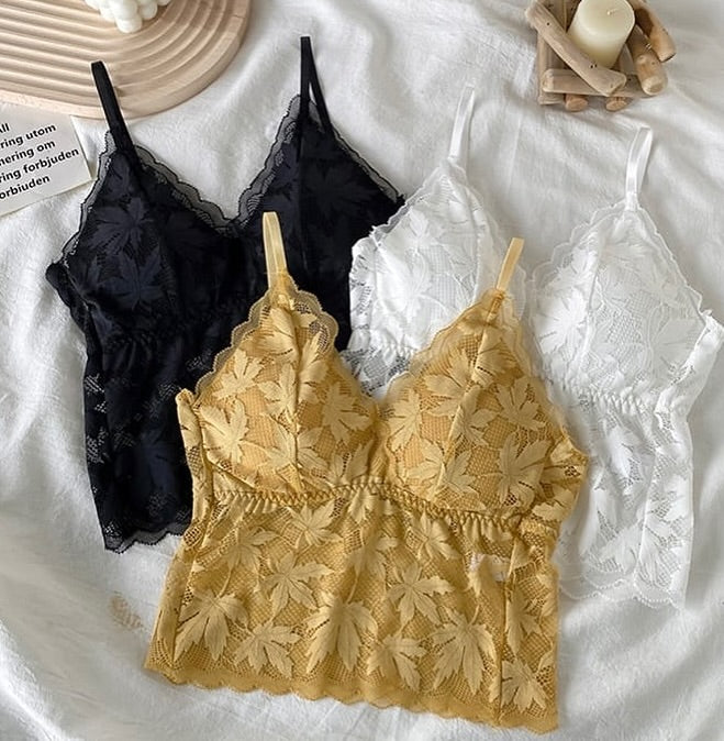 PADDED LACE CROP TOP BRA