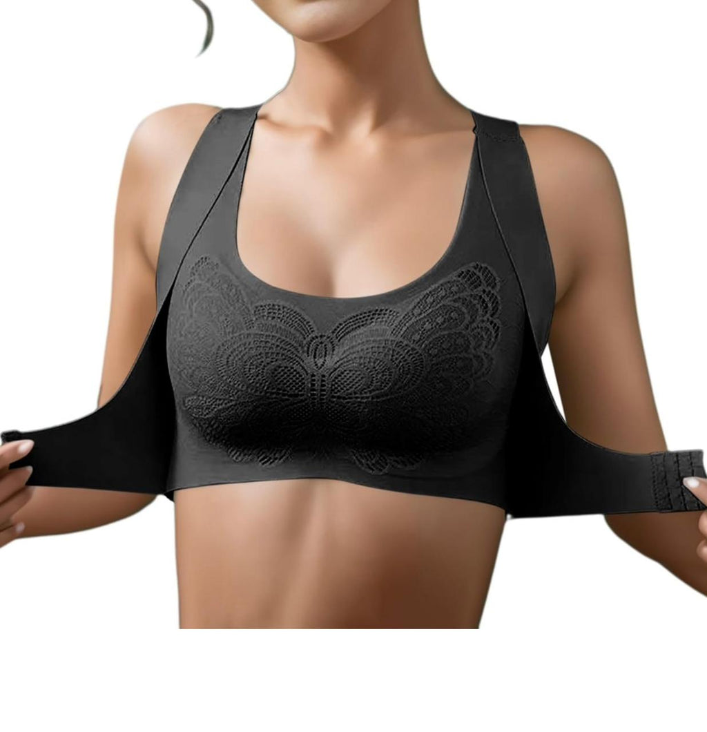 Cross Front Buckle Pad Bra
