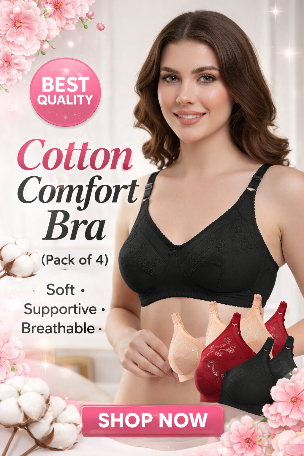 Cotton Comfort Full Coverage Bra – Pack of 4