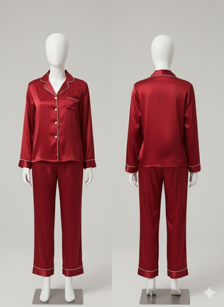 Luxury Satin Night Suit for Women | 2-Piece Sleepwear Set