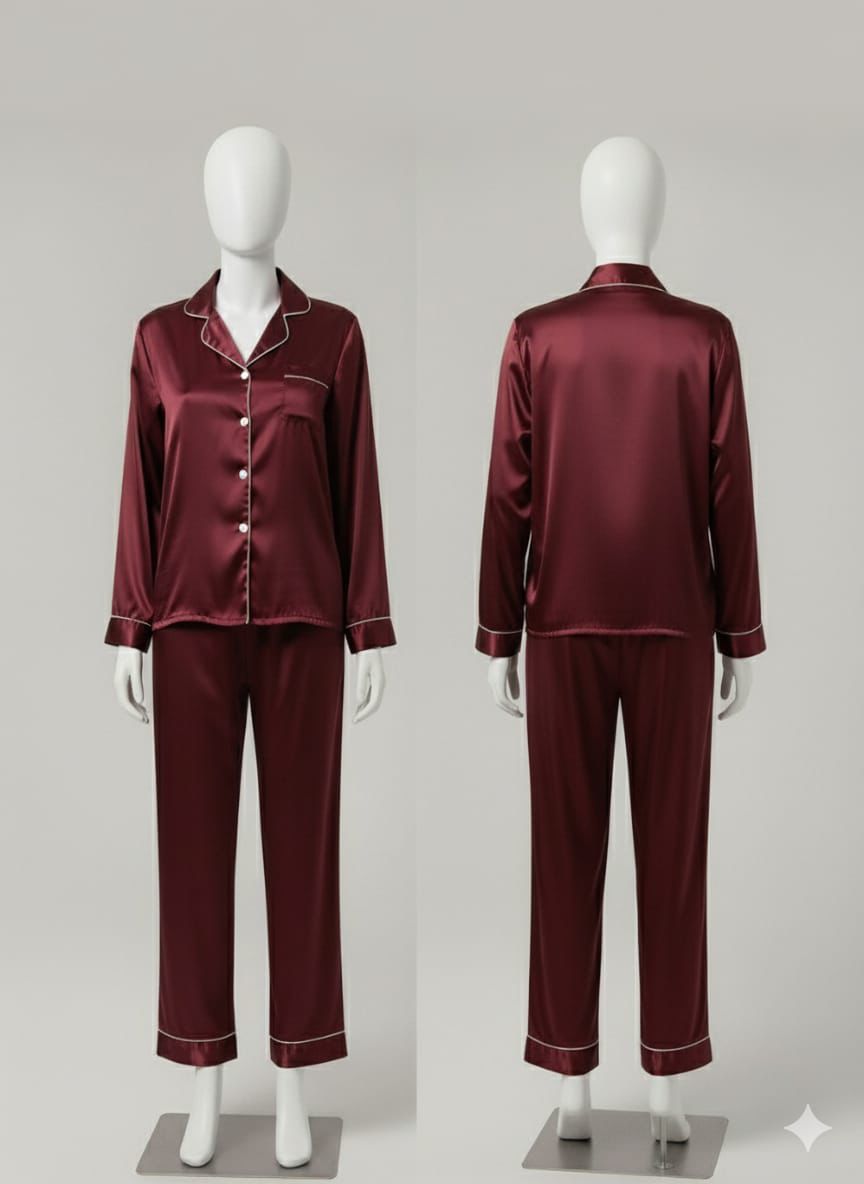 Luxury Satin Night Suit for Women | 2-Piece Sleepwear Set